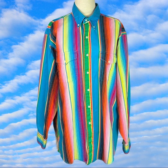Wrangler Other - 90s Wrangler Rainbow Stripe Southwest Button Down